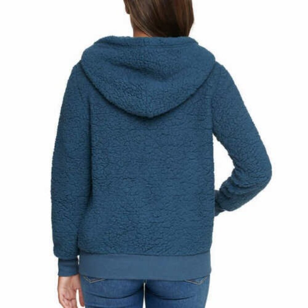 Marc New York Women's Cozy Fleece Full Zip Hooded Jacket (Blue, Small) - Picture 3 of 5